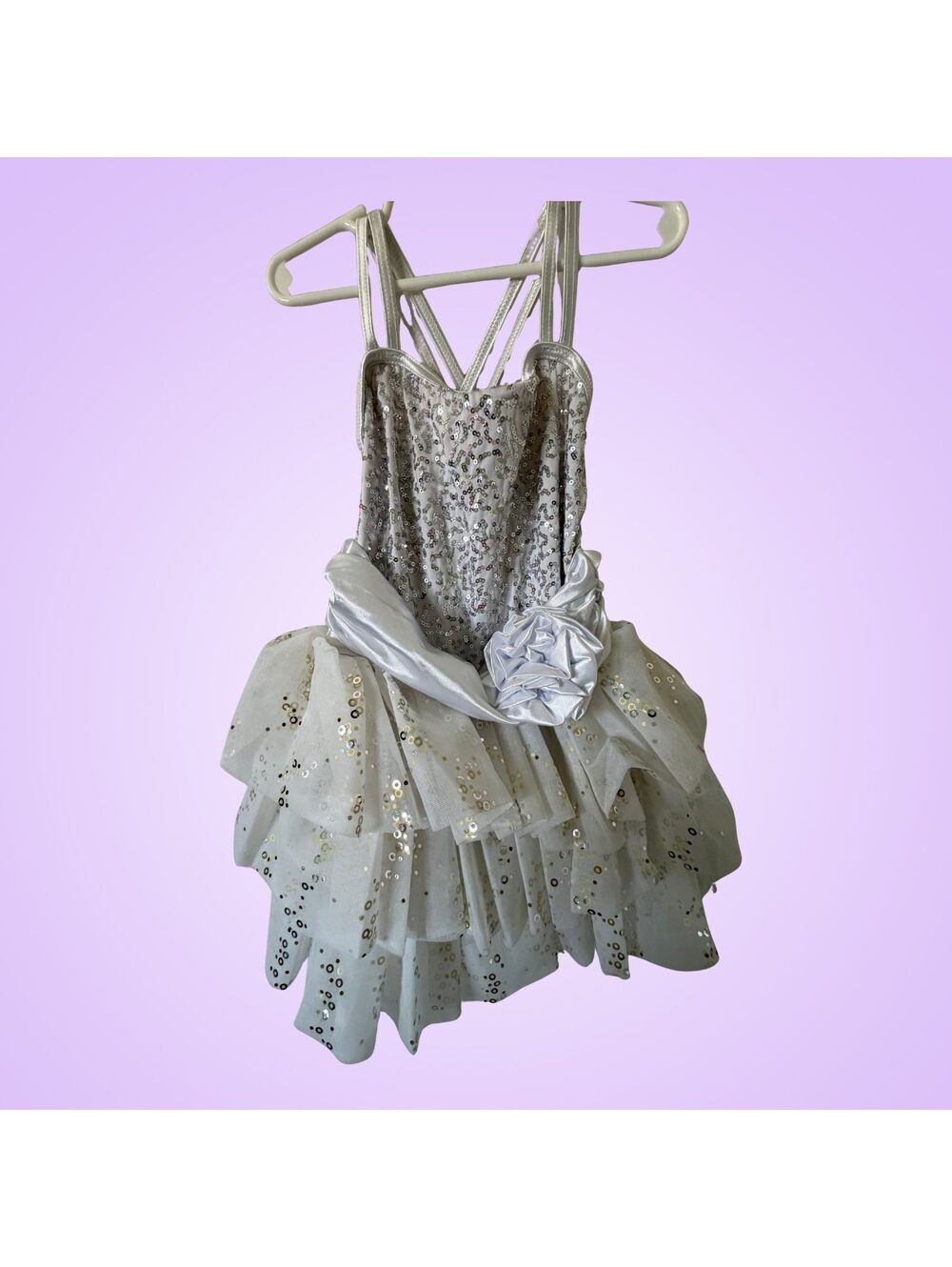 Weissman White Silver Sequin Tutu Dance Costume Medium Child MC